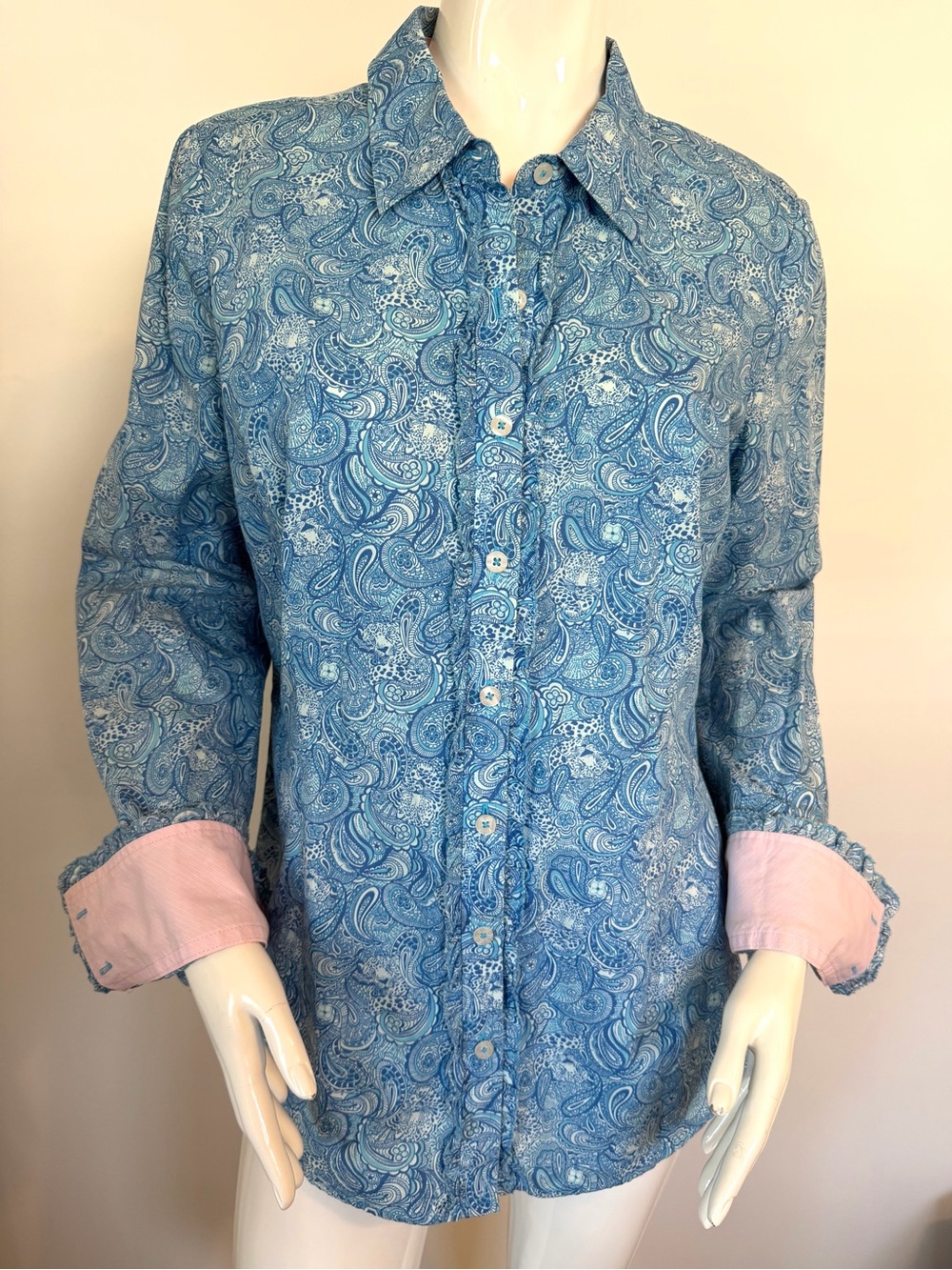 Lilly Pulitzer Women’s  “Sea View” Button Down Paisley Shirt Size 12